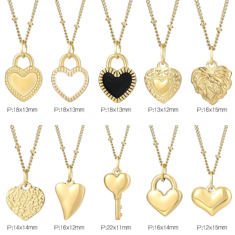 5g Weight PVD Coated Gold Plating Process PVD Coated 18K Gold Plated Heart Shape Titanium Steel Simple Style Waterproof Non Tarnish Titanium Steel Pendant Necklace