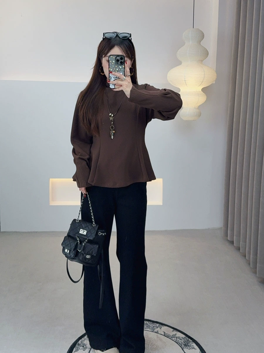 Winter fitted brace, long-sleeve, plus size, high collar