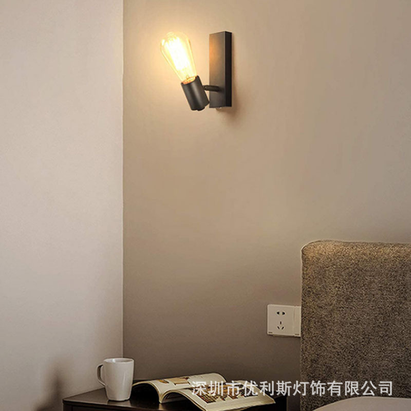 Retro lámpara de pared dormitorio noche pequeña lámpara de pared del hotel habitación pasillo escaleras restaurante antiguo estilo industrial lámpara de hierro