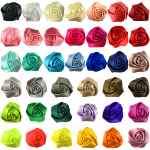 5CM stereo rose bud 2.5cm webbing DIY children's headdress clothing flower accessories spot wholesale 39 colors