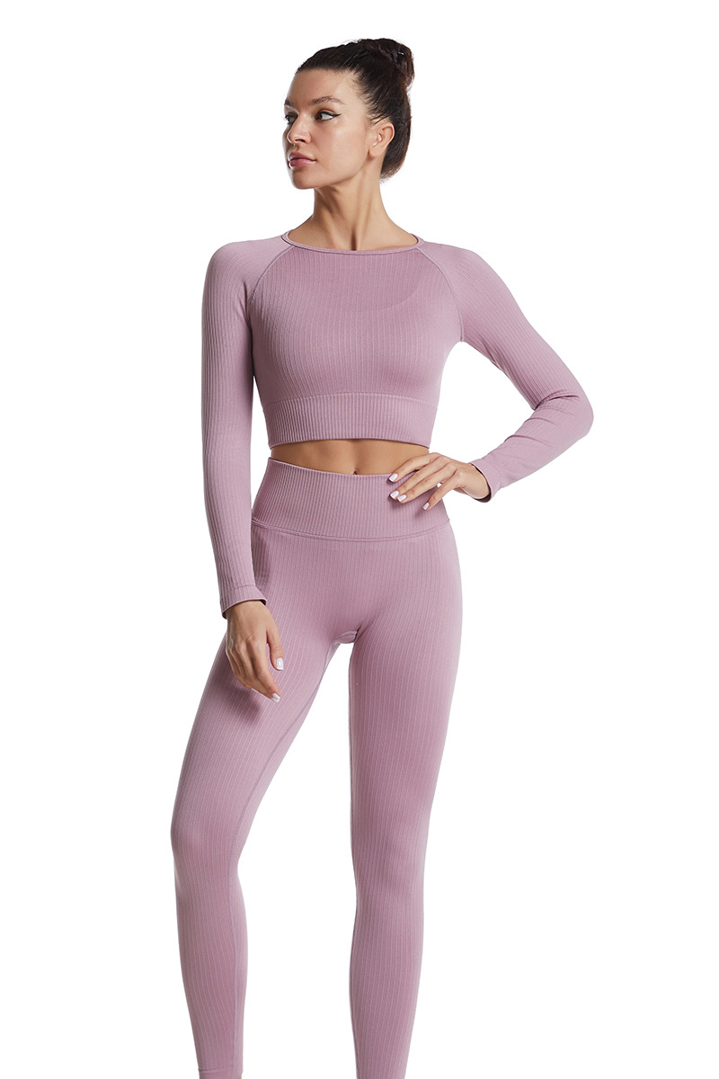 Sports Solid Color Nylon Round Neck Tracksuit Leggings display picture 1