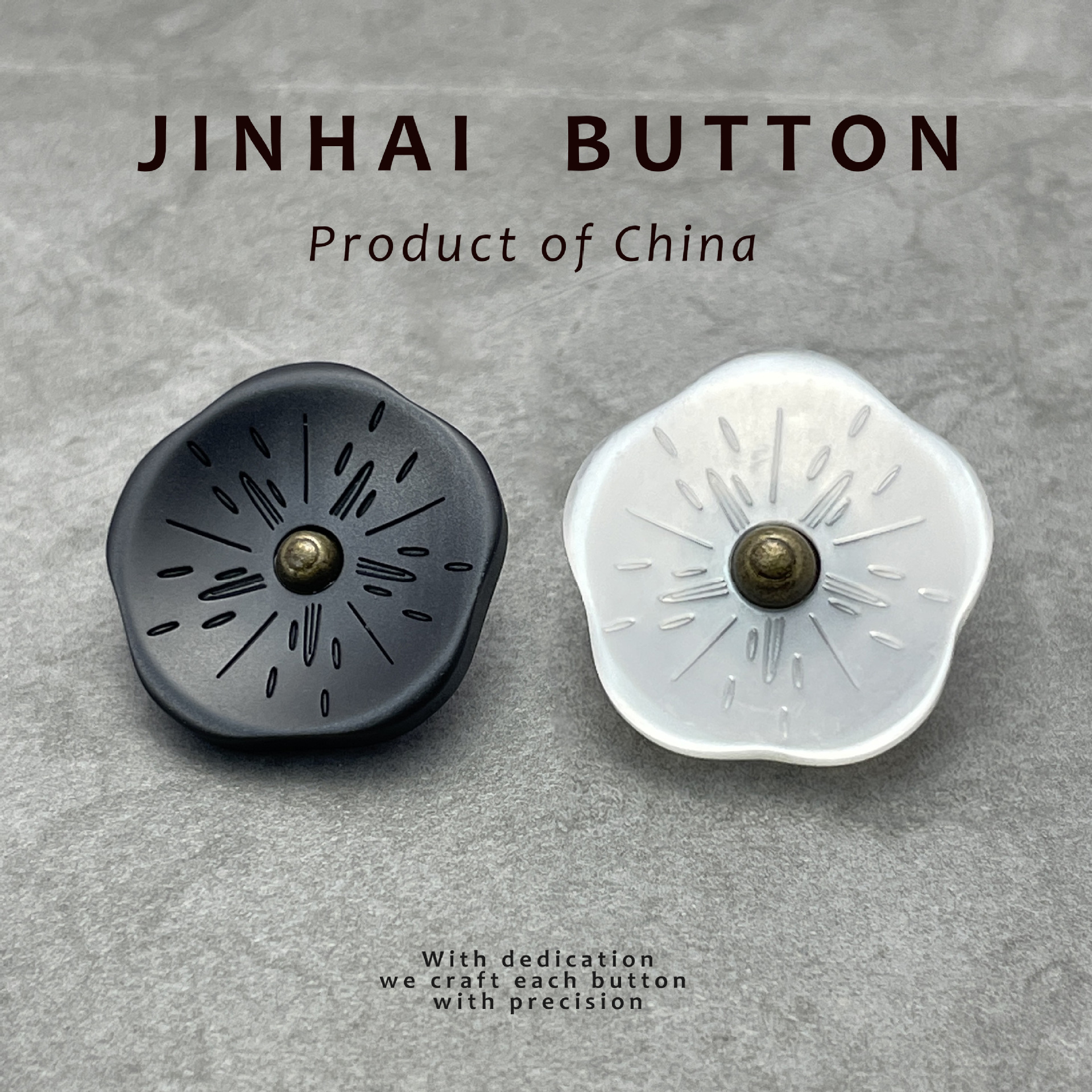 JINHAI树脂纽扣 新中式可爱花朵形状树脂合金脚 毛衣外套装饰扣子