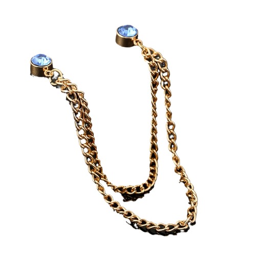 速卖通热销衬衫领口装饰 男士带钻时尚领针 胸口配饰链条胸针