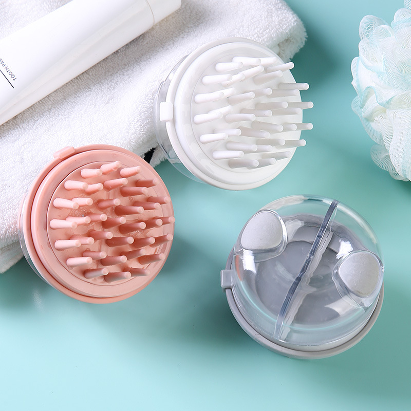 Cepillo de masaje de doble cuero cabelludo líquido cepillo de lavado de cabello doméstico puede presionar líquido cepillo de limpieza de cabello cubierta transparente cepillo de silicona