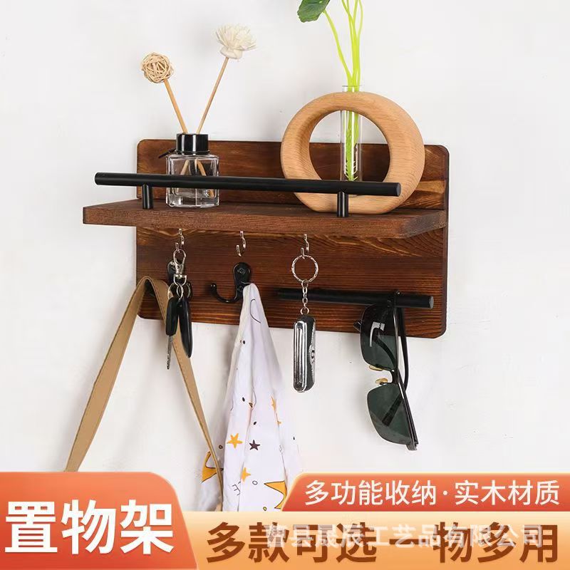 Estante de pared del baño, entrada a la puerta, gancho para ropa, bolsa trasera de la puerta, soporte de almacenamiento para ropa y sombreros, soporte para correo de sobres de pared