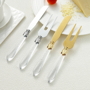Cross-border stainless steel cheese knife and fork suit crystal handle cheese knife butter knife kitchen tools baking knife manufacturers