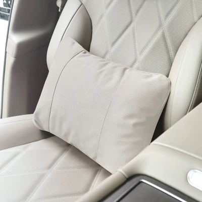 Headrest, Car Soft Lumbar Support – Headrest - perforated-creamy-white-waist-support-biological-velvet