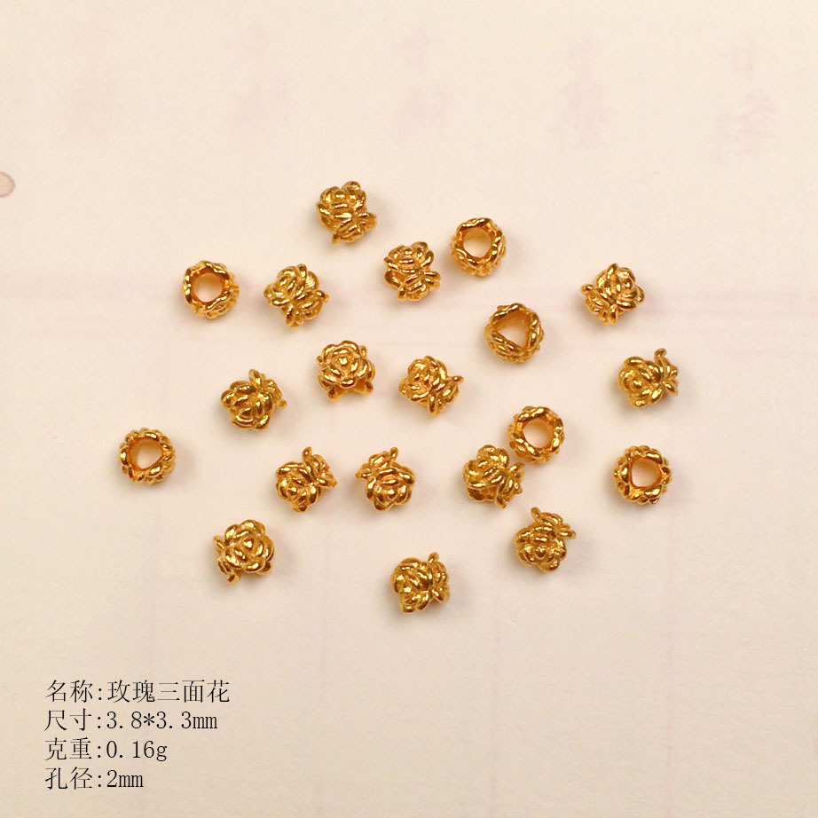 S925 Silver Plated Mini Four-Sided Flower Lantern Bead Spacer Bracelet DIY Accessories Semi-Finished Accessories