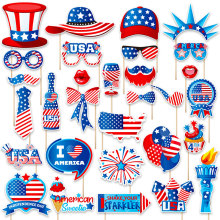 新品 独立日派对装饰搞怪拍照道具 美国国庆节拍照道具装扮用品