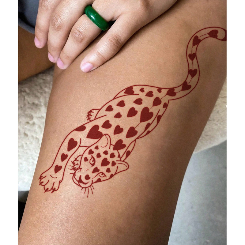 Cross-Border New Style Domineering Red Love Leopard Tattoo Sticker Waterproof Long-Lasting Disposable Temporary Tattoo Sticker