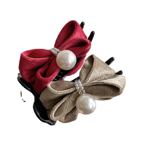  New French Style Gentle Bow Autumn and Winter Ball Head Clip Internet Celebrity Hair Clip Female Back of Head Hair Clip Wholesale