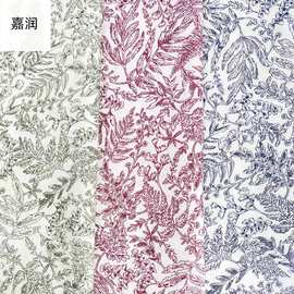 新款纯棉印花布 中国手绘风汉服旗袍连衣裙 包裹方巾布料布料现货
