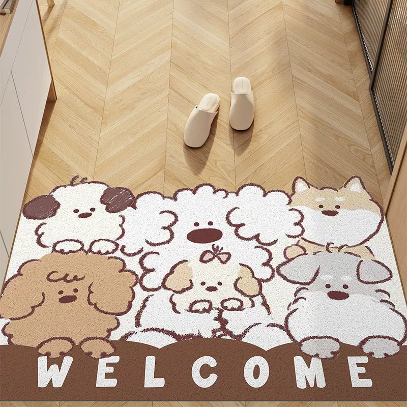 милый щенок проволочный обод floor mats для домашнего использования, режущийся коврик из почвы, производители поставляют коврики для входной двери с проволочным ободом