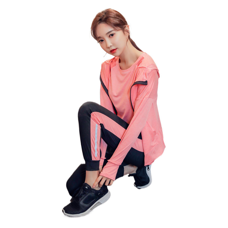 러닝슈트 여성용 모닝 러닝슈트 가을과 겨울 야외 피트니스 의류 속건성 느슨한 체육관 스포츠 슈트 여성