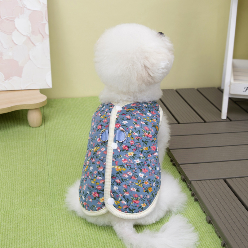 宠物服装小型犬狗衣服猫咪秋冬保暖舒适新款批发25碎花棉背心|undefined