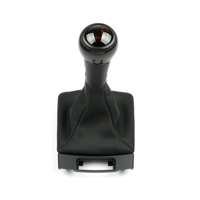 Cab and accessories Cayman, 911, Boxster, genuine leather - genuine-leather-cover-carbon-fiber-gear-shift-knob-red