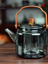 围炉煮茶壶透黑提梁壶玻璃烧水泡茶壶电陶炉煮茶器炭火炉蒸煮一体