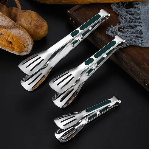 304 stainless steel green handle non-slip three-line clip buffet clip dessert bread barbecue meat clip food food clip