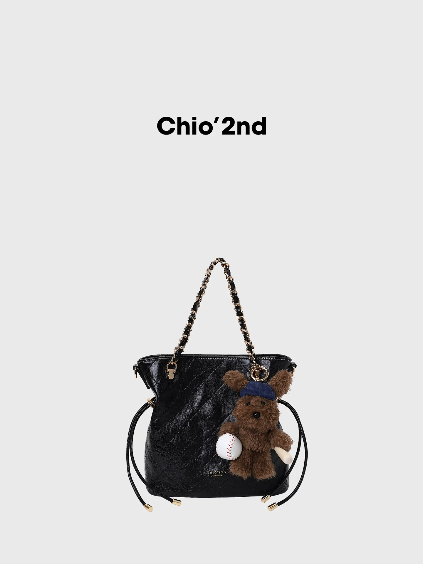 One-shoulder quilted shoulder bag, diamond pattern, chain strap, lightweight 0.3 kg