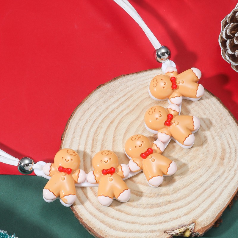 Cartoon Style Santa Claus Gingerbread Snowman Arylic Christmas Women's Necklace display picture 1