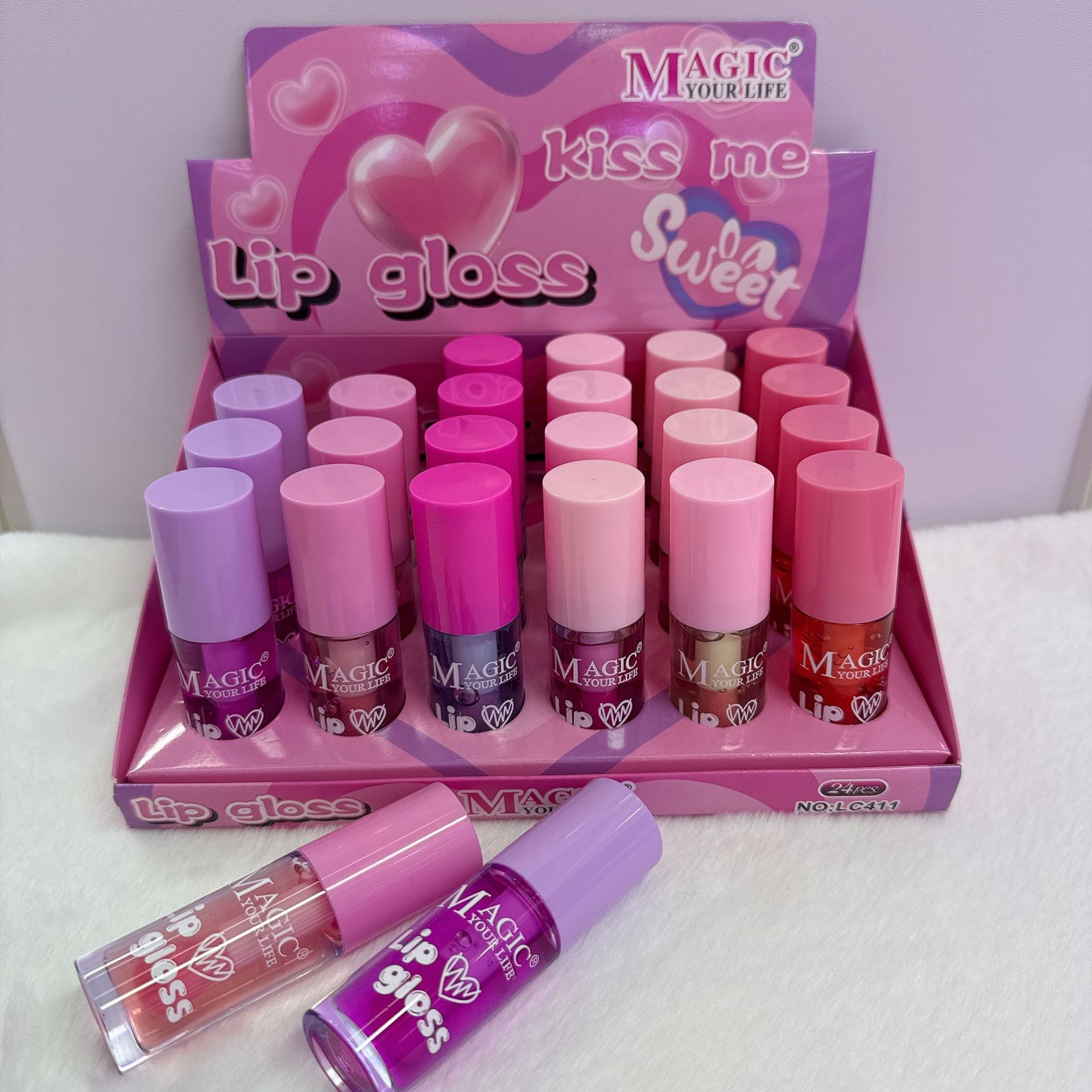 MAGIC lindo dibujos animados hidratante hidratante luz de agua lápiz labial agua hidratante esmalte de labios espejo de luz de agua brillo de labios de vidrio brillo de labios