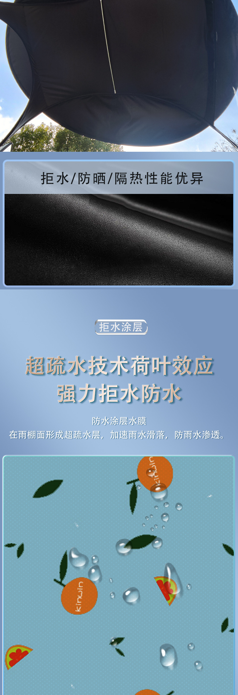 New model of electric motorcycle windproof and rainproof sunshade umbrella, thickened electric scooter canopy with black sunscreen coating