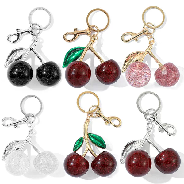 Light Luxury Fashion Cherry Keychain Bag Pendant Women's Bag Jewelry Exquisite Creative Cherry Car Keychain