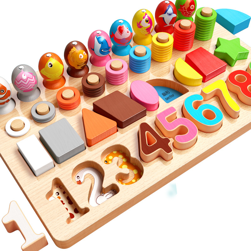 Puzzles de bloques para niños pequeños de 1 a 3 años de edad niños niñas bebés Montserrat Educación temprana Iluminación Juguetes de madera