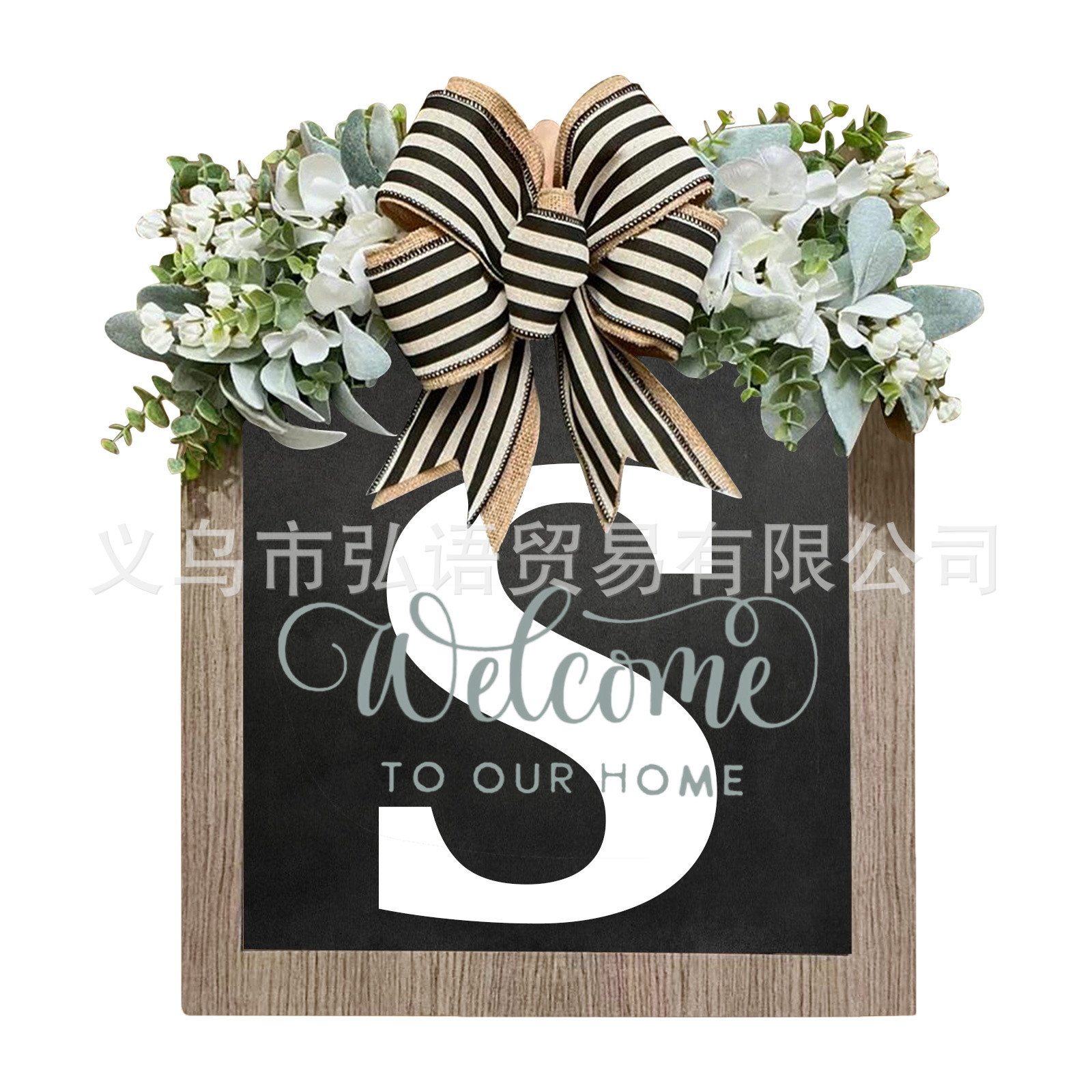 Transfronterizo Apellido Año Ronda Puerta de entrada Wreath26 letras mariposa Placa de puerta Decoración