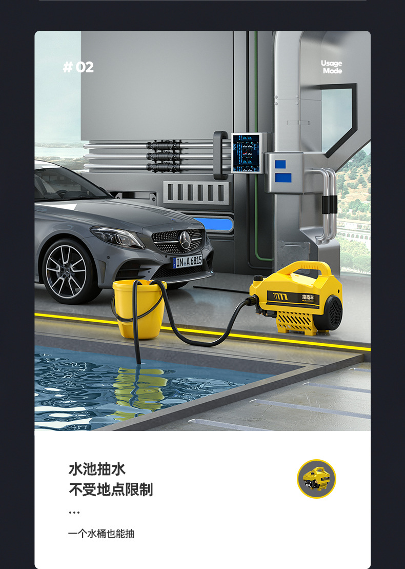 High-Pressure Car Washing Machine Water Pump 220V High-Power Portable Car Washing Water Gun Artifact Wholesale
