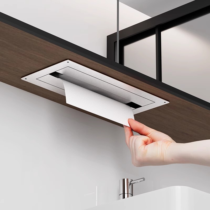 Behind the mirror stainless steel toilet paper box hidden embedded hidden tissue box mirror cabinet hidden paper rack commercial