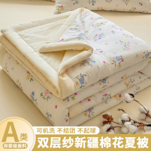 2026新款双层纱棉花夏被小清新印花双人空调礼品被学生宿舍夏凉被