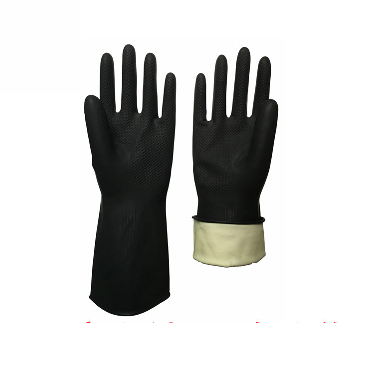 Negro industrial carne tendón guantes de látex Protección Laboral hogar industrial cocina Limpieza de goma engrosada impermeable durable