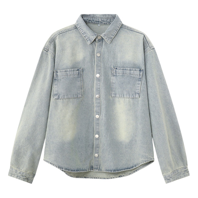 MTLCLOTHES para hombre | 2023 otoño nuevo producto suelto lavado blanco despojado camisa chaqueta pantalones traje