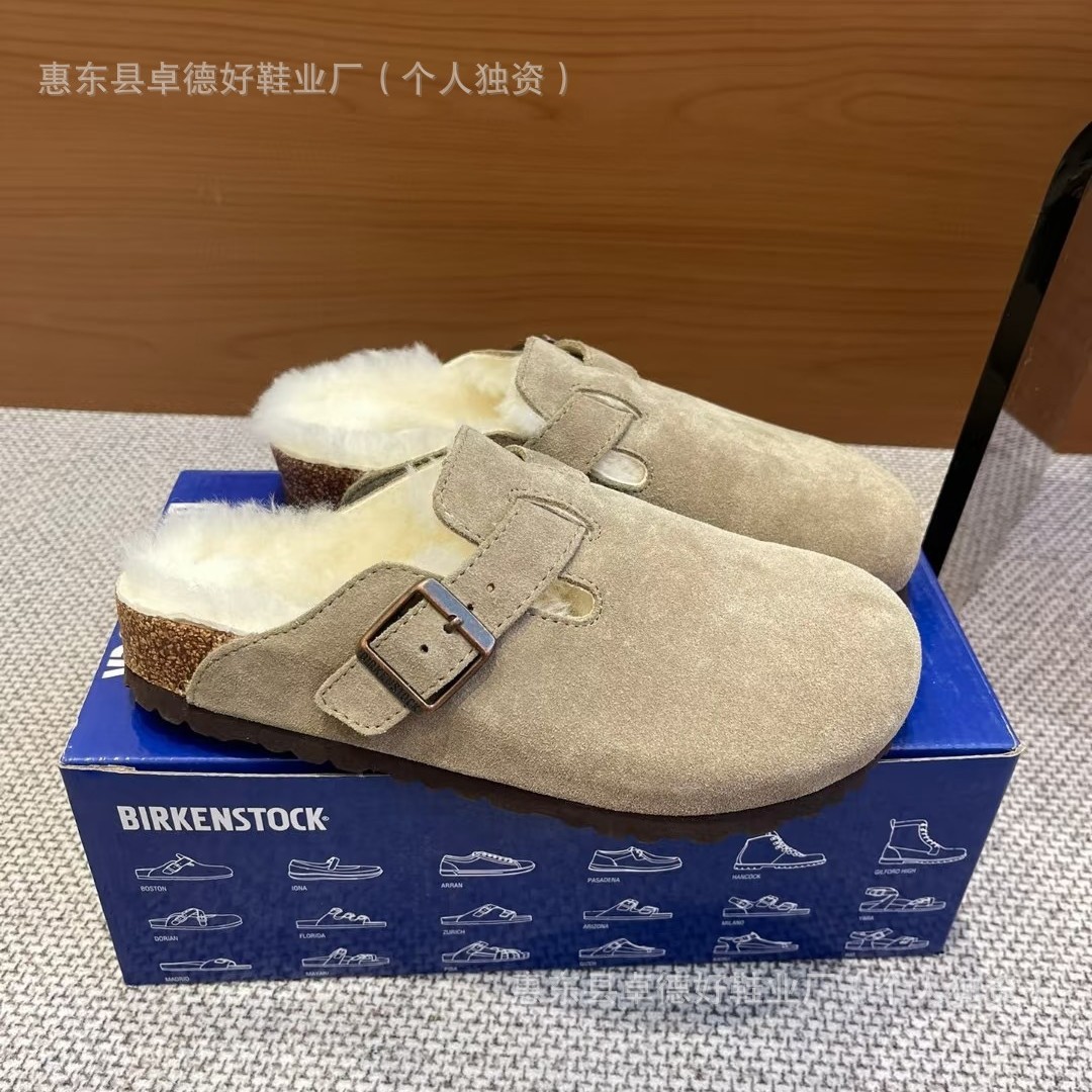 工厂毛毛鞋勃肯鞋BK秋冬男女新款真皮博肯加绒雪地靴棉鞋百搭批发