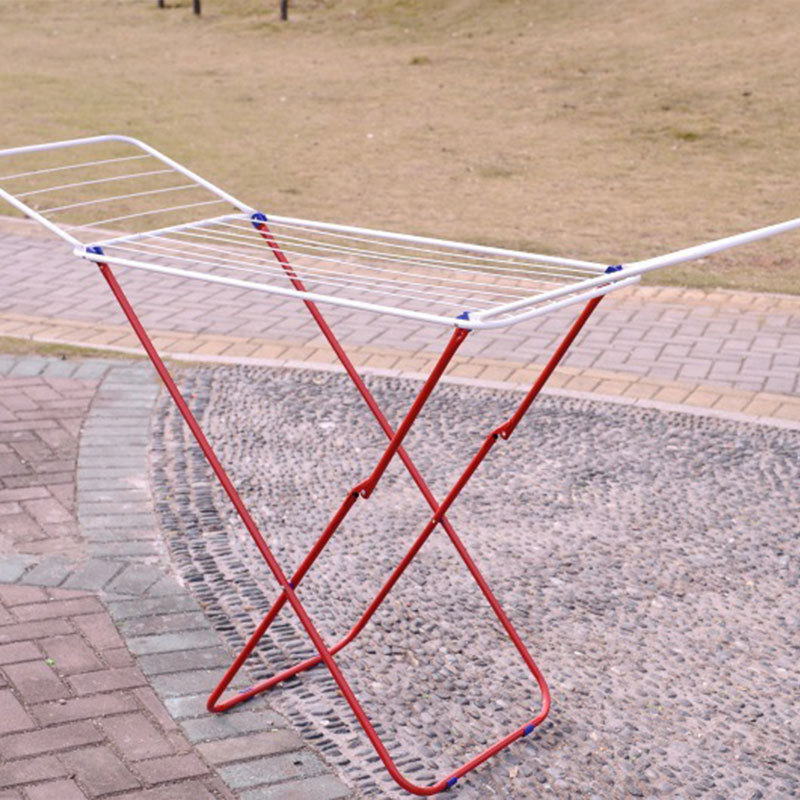 Simple piso percha balcón del hogar plegable tendedero ala rojo y blanco tendedero peluquería toallero