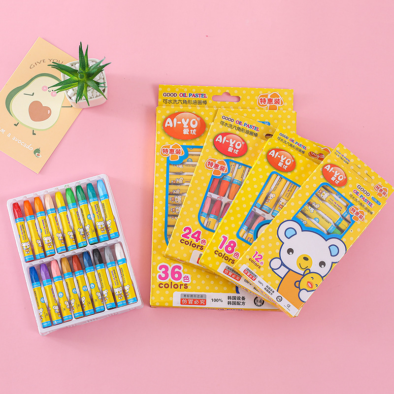Factory direct cartoon oil painting stick 12 color 18 color 24 color 36 color children's painting set art paintbrush crayons