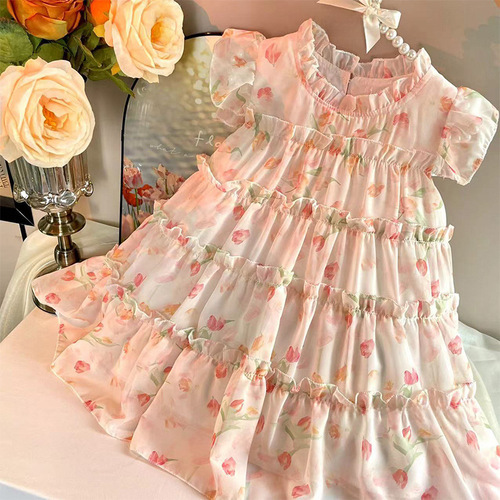 Ladies' summer dress  new model Korean version little girl princess dress children's baby children's skirt stylish