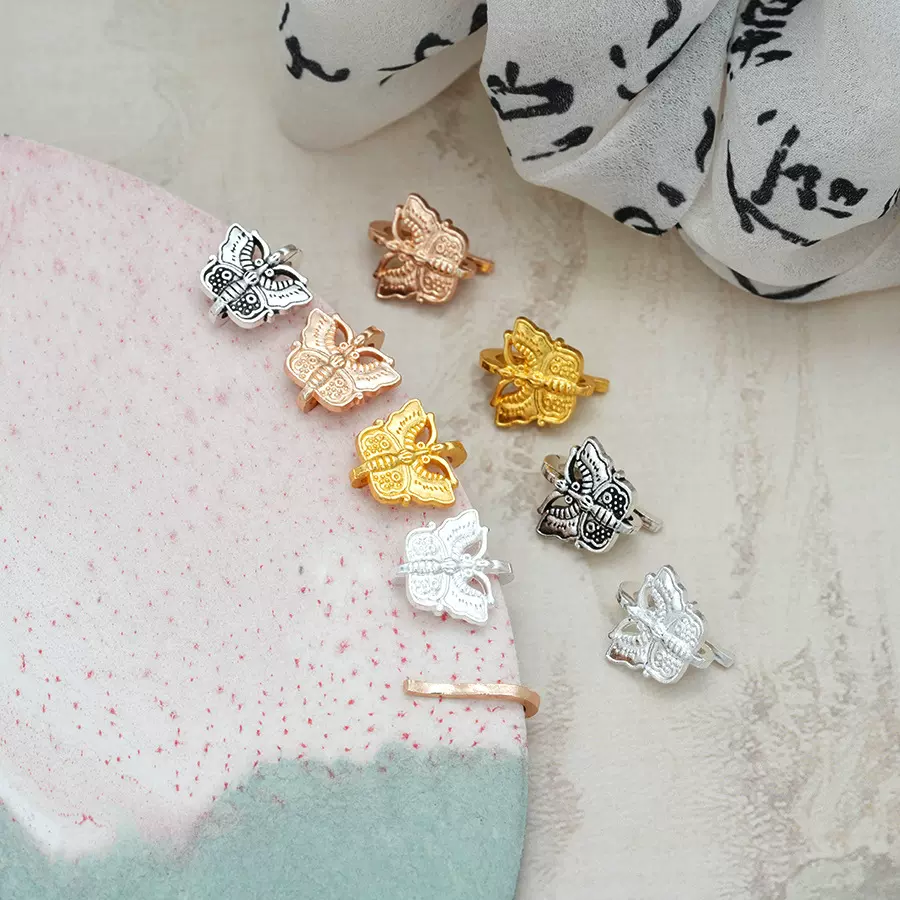 新款合金保色如意扣蝴蝶压襟挂件 古风发簪发饰材料配饰