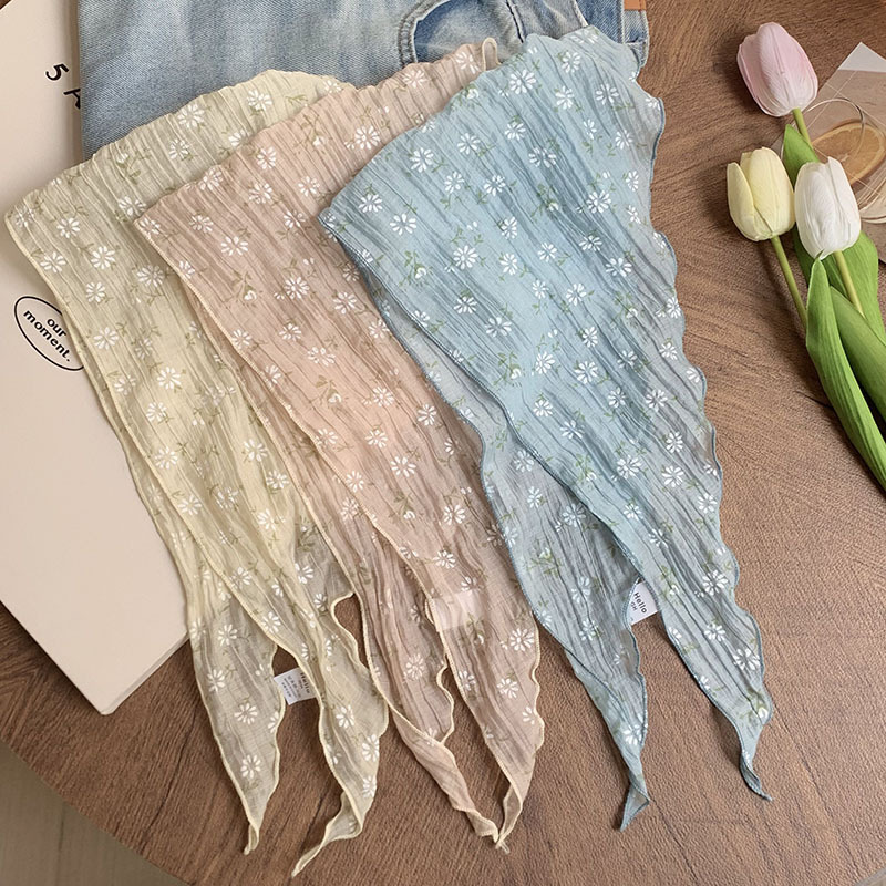 Bufanda triangular con cintura para mujer nuevo estilo fino decoración de flores protección para el cuello bufanda de seda bufanda de seda bufanda de todo fósforo de alta calidad banda para el cabello