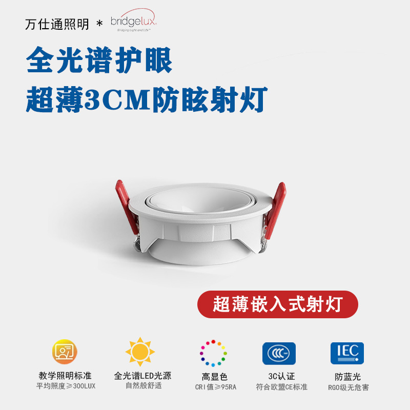 Slim Embedded COB Ceiling Spotlight for Home Use, Anti-Glare Bullseye Lamp with Adjustable Angle, Guest Room without Pendant Lighting