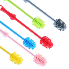 Cross-border household silicone bottle brush, long-handled silicone glass cup cleaning brush, kitchen thermos cup brush, straw brush