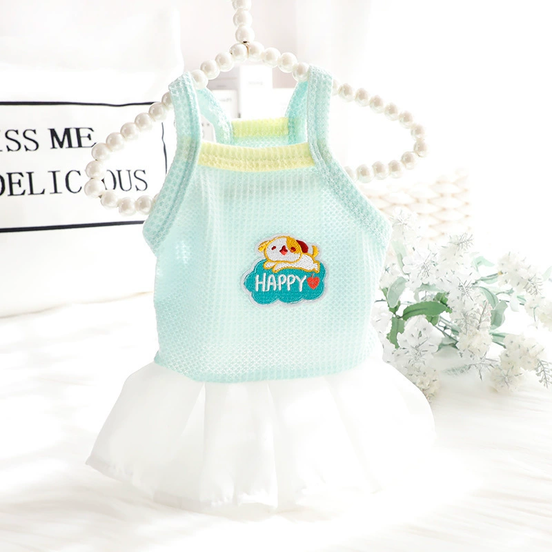 Одежда для собак Весна и лето Тонкое платье принцессы для кошек Свежее белое платье в маленькой Собаке Teddy Pet