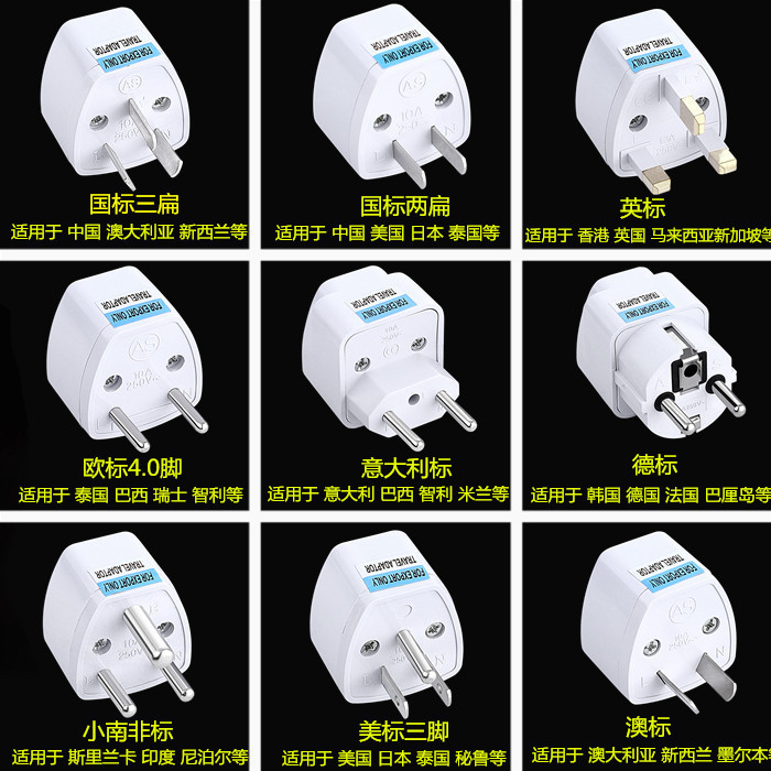 Cross-border Hong Kong Version Conversion Plug Two-pin to Three-pin Socket Converter Global Travel Korean European Standard Power Plug