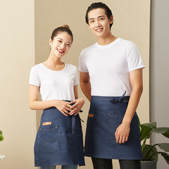 Chef apron wholesale men's half-length restaurant back kitchen work apron half waiter chef half apron black