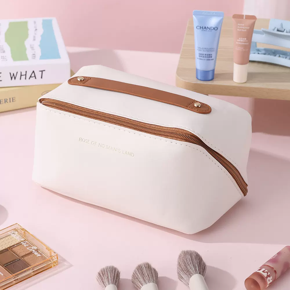 手提化妆包高颜值女大容量防水洗漱包pu化妆包便携式收纳包手提包
