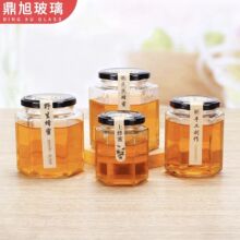 批发六棱玻璃蜂蜜瓶500ml密封加厚罐头瓶酱菜瓶果酱分装瓶大容量