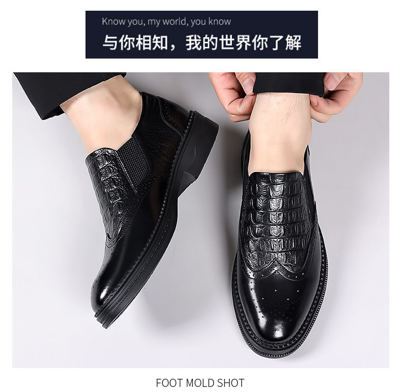 Giày da nam công sở Oxford cổ điển làm thủ công, da bò thật, mũi tròn, cổ thấp — PZ7103 màu nâu, PZ7103 màu đen chi tiết 15