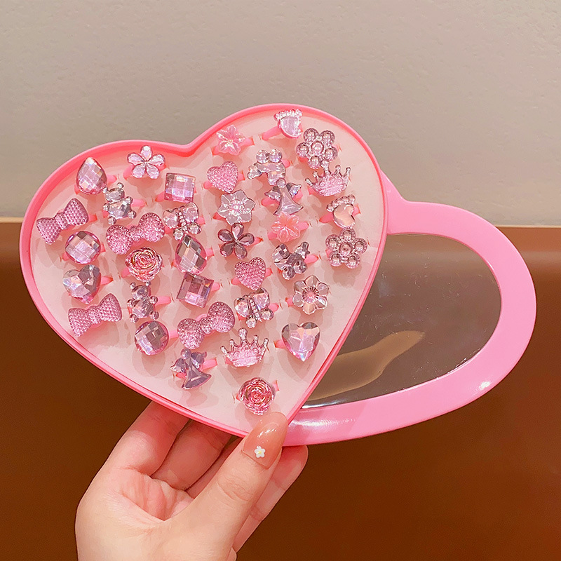 Anillo para niños Anillo de diamantes de simulación de princesa Anillo de piedras preciosas de cristal para niñas Lindas joyas de diamantes de imitación Joyas de diamantes image 11