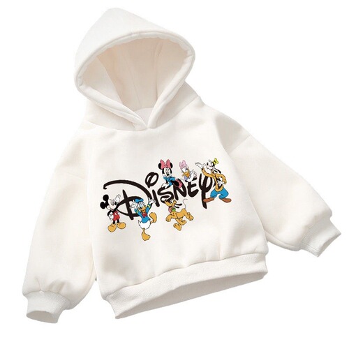 Children's Fleece-lined Thick Hooded Sweatshirt Girls' Stylish Over-the-Head Top Boys' Korean-style Coat Baby Autumn/Winter Children's Clothing